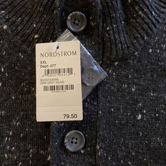 NWT Nordstrom Patch Merino Wool Blend Men's Sweater Size XXL Dark Grey MLNG - Picture 8 of 12